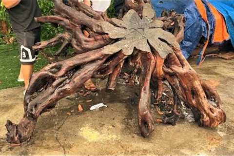 Monolithic Woodworking Project With Giant Stump &amp; Unique // Design Garden Tea Table With Cool..