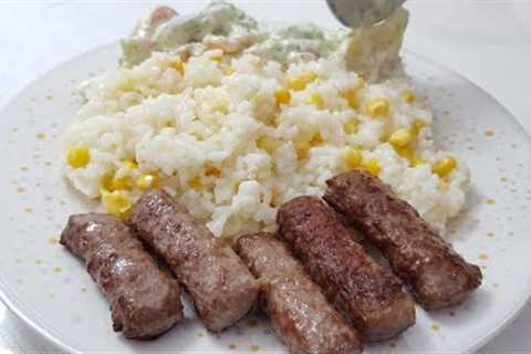 Meat with rice and vegetables | Ground beef | Tasty and fast meal recipe
