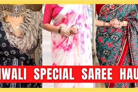 Meesho affordable diwali special saree haul || Festival wear saree haul || Trending Surat Saree