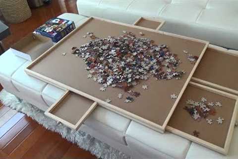 POPSKARRY JIGSAW PUZZLE BOARD PORTABLE PUZZLE TABLE WITH 6 DRAWERS AND COVERS UNBOXING AND REVIEW