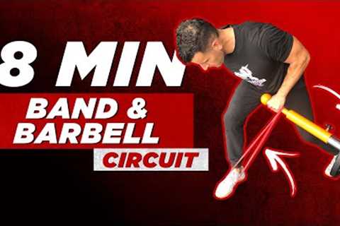 The BEST 8 Minute Resistance Band &amp; Landmine Barbell Circuit Workout