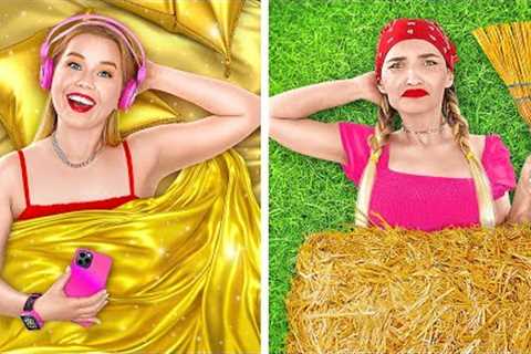 POOR VS RICH VS GIGA RICH || Poor Girl VS Billionaire Girl by 123 GO! FOOD