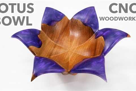 Lotus Bowl CNC Woodworking Art - CNC router carving an epoxy resin artwork piece
