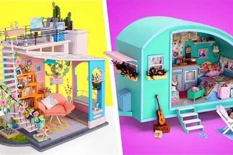 Assembling Mini Houses || Adorable Camper And Rooftop Loft With Tiny Decor