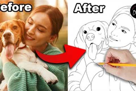 personalized photo gifts for couples | cartoon family portrait with pets