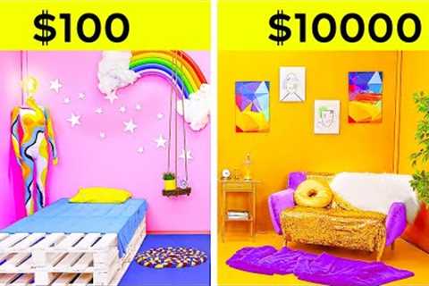 COOL ROOM MAKEOVER CHALLENGE || Rich vs Broke | Cheap VS Expensive Items for Your Room by 123 GO!