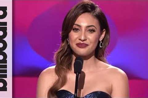 Francia Raisa Presents Selena Gomez With Woman of the Year Award at Billboard Women in Music 2017