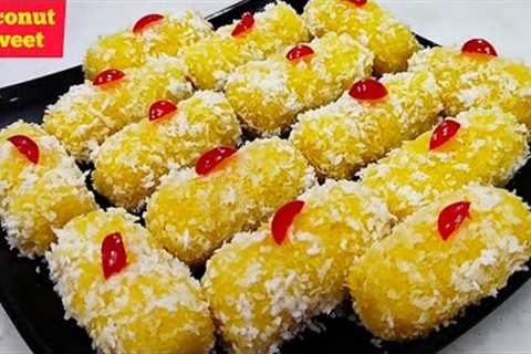 Coconut Rolls || 10 min Dessert Recipe || Instant Sweet Recipe || Quick &amp; Easy Coconut Sweets