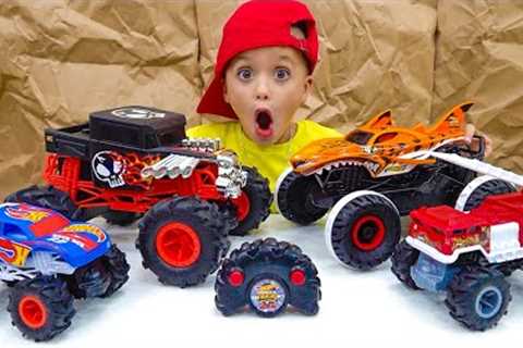 Vlad and Niki have fun with new Hot Wheels Monster Truck RC toys