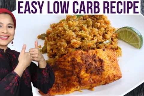 Low Carb Recipe | Asian Style Cauliflower Rice &amp; Air Fried Salmon | Healthy Weight loss Recipe