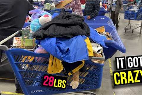 THEY WANTED THIS BIN SO BAD THEY PUSHED ME RIGHT OUT! 28lb HAUL! #thrifting #goodwill #resale