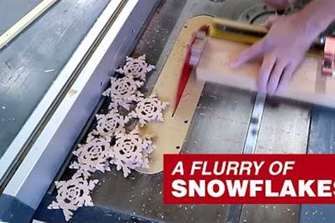 Wooden Snowflakes on a Table Saw