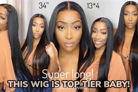 ✨STUNNING 34” LONG STRAIGHT WIG INSTALL | TOP QUALITY!!| FT.  ALLOVE HAIR