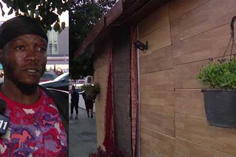 Homeless man builds small house on Hollywood Boulevard