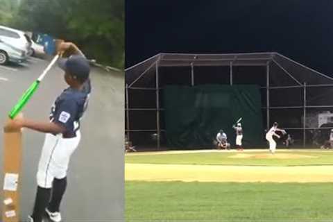 Dad gives his son a baseball bat and then catches his home run