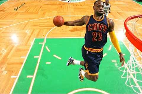 LeBron James dunks but they get increasingly more POWERFUL
