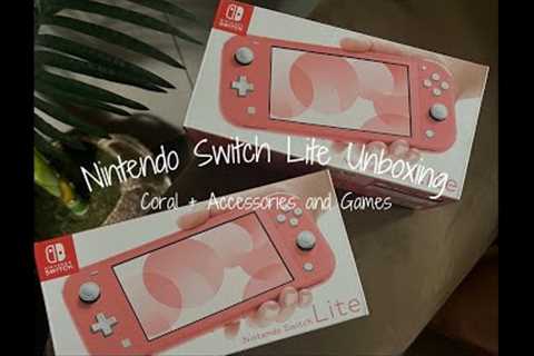 2022 Nintendo Switch Lite Unboxing (Coral) + Accessories and Games