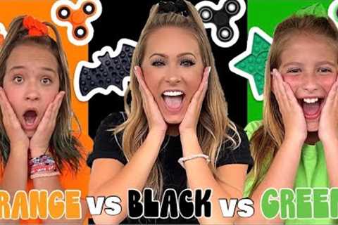 ORANGE 🎃 VS BLACK 🖤 VS GREEN 🍏 FIDGET &amp; SLIME SHOPPING CHALLENGE!