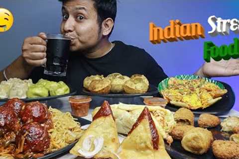 Street Food Mukbang | Veg Noodles with Manchuraian, Samosa, Momos, Golgappa, Spring Roll &amp;..