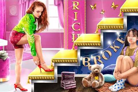 Secret Rooms Under a Staircase! Rich vs Broke Sisters