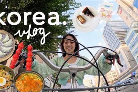 Korea vlog: what I eat, exploring Seoul, trendy cafes, shopping, sunset biking, girls night