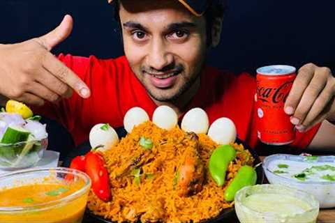 EATING SPICY CHICKEN *BIRIYANI* , SPICY GRAVY, EGGS &amp; RAITHA (ASMR EATING) INDIAN FOOD MUKBANG