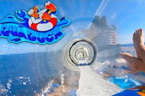 Disney Fantasy Very Merrytime Cruise! AquaDuck POV, Aladdin Night, &amp; Flo's V8 Cafe Food Options!