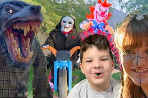 HALLOWEEN NIGHT FUN- Animatronic SETUP YARD DISPLAY! Fun and Crazy Family Halloween Special!
