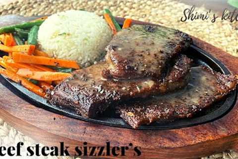 Beef steak sizzlers at home | prepared with simple ingredients with an incredible creamy sauce