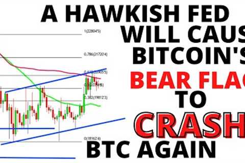 URGENT BTC UPDATE:  A Hawkish Fed Will Cause Bitcoin's Bear Flag Pattern To CRASH Crypto Again!