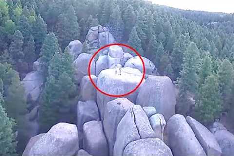 This Drone Made A Chilling Discovery After Spotting This High Up On A Mountain Boulder