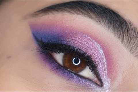 blue and pink glitter eye makeup tutorial || for hooded eyes mariyam &amp;suzen