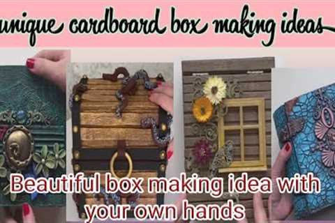 4 unique box making ideas with cardboard and paper||easy craft to decor box