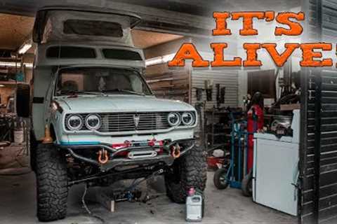 Land Cruiser Chinook runs for the FIRST TIME | Toyota motorhome 4x4 conversion fully custom build.
