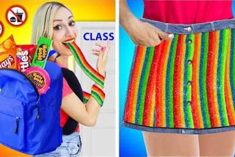 HOW TO SNEAK HALLOWEEN CANDY INTO SCHOOL | SNEAKING FOOD INTO CLASS HACKS!