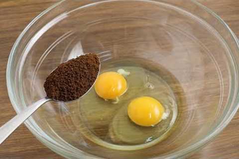 mix 2 eggs with coffee ! you'll be surprised ! in just 10 minutes! dessert with no oven, no flour!