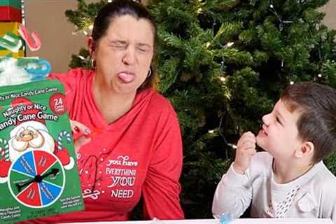 Caleb and Mommy Play Naughty or NICE CANDY CANE GAME! FAmily Christmas Challenges &amp; Fun New..
