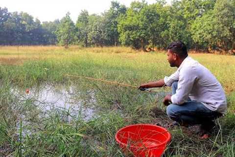 Fishing Video🐠 || Amazing fishing scene of village boy in forest pond || Fish catching trap