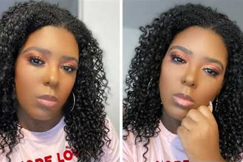 Super Easy Install of Outre Quick Weave Half Wig Bohemian Long | Makeup Tutorial
