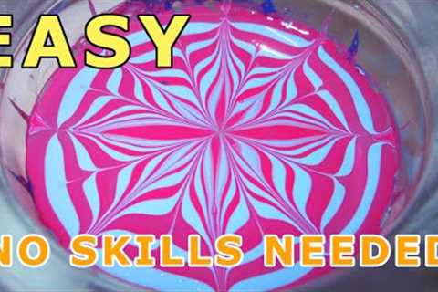 Very easy beginner water marble nail art design