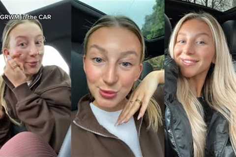 Makeup in the Car challenge || Natural Dewy Makeup Look Tutorial || GRWM