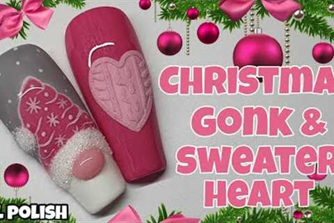 🎅🏽 EASY CHRISTMAS GONK &amp; SWEATER HEART | Gel polish | Nail art design - tutorial - how to