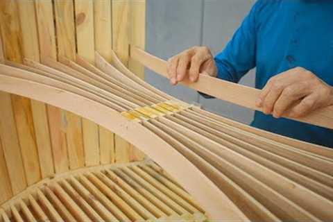 Great Creative Craft Woodworking Project With Strips Of Wood // Table With A Special And Cool Design