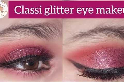 Classic Purple Glitter Eye Makeup|party/wedding|how to do eye makeup