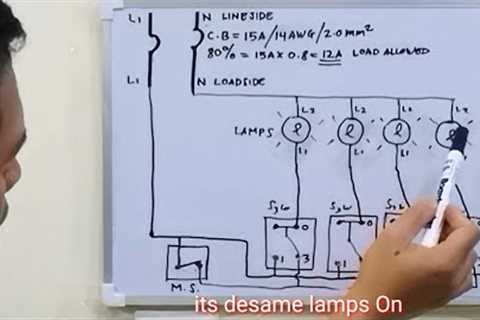 Diagram With 4 Lamps Using Single Switch As Master Switch (English Subtitle)