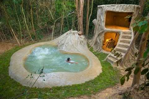 Building Amazing Secret Unique Home Swimming Pool, Jungle Survival Building Skills