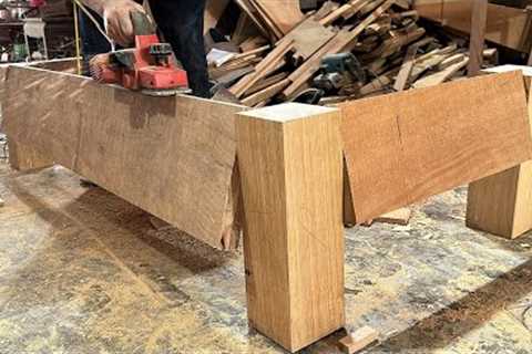 Amazing Woodworking Skills // How To Build Carved Table with Angle of Inclination Mortise &amp;..