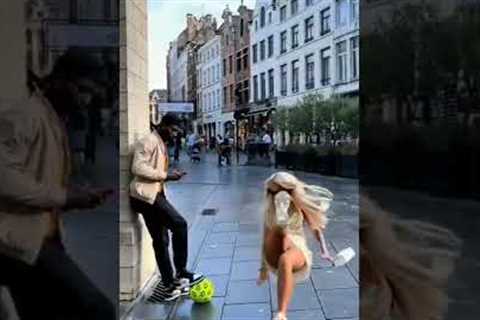 Girl Falling Down | Football Kick #shorts #girl #football #footballshorts #prank #viral #trending