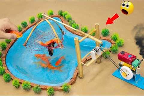 DIY tractor how to Catch Many Fish In The Lake | How to Fishing Exciting | @SunFarming