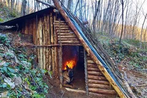 Bushcraft Skills - Build Survival Tiny House - Winter Camping - Off Grid Shelter - Diy - Asmr